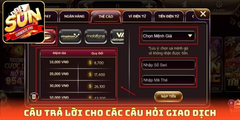 Câu trả lời cho các câu hỏi giao dịch